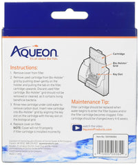 Aqueon filter cartridge medium 3-pack inside view for easy maintenance.
