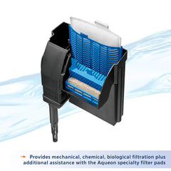 Aqueon QuietFlow 20 LED PRO dense floss media cleans visible debris