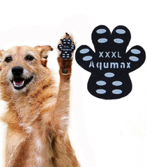 Aqumax paw protector on a dog's paw providing secure grip on surfaces.