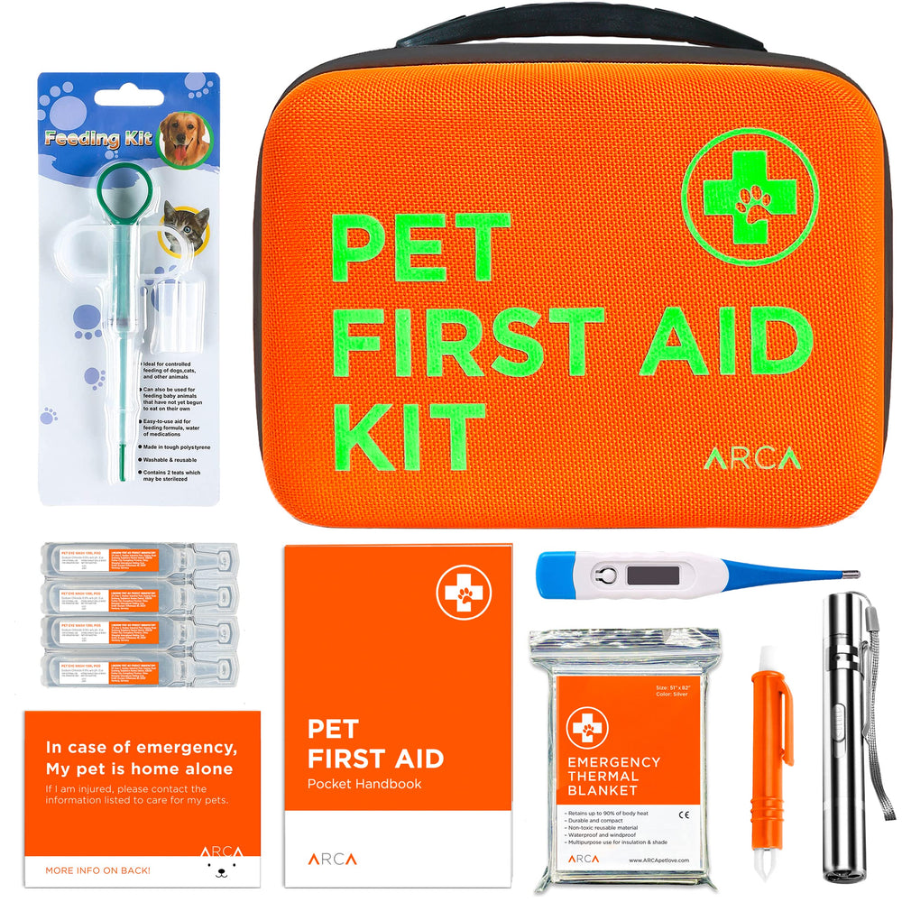 ARCA PET cat and dog first aid kit front view for travel readiness.