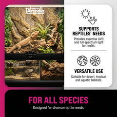 Arcadia T5 UVB forest lamp provides 6% UVB and 30% UV-A.