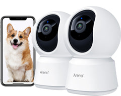 ARENTI 5G indoor camera front view for real-time home monitoring and pet watching.