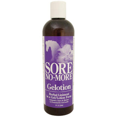 Arenus Sore No More Gelotion bottle ready for soothing animal muscles and joints.