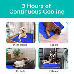 Arf Pets cooling mat in car seat for cooling during travel.