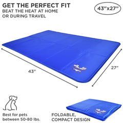 Arf Pets cooling mat used inside a kennel for portable relief