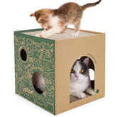 ARGOPET Cardboard Cat House top view with two-story scratch zones for playful cats