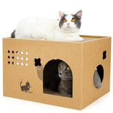 ARGOPET cat cardboard house with cactus pattern for cozy rest and play.