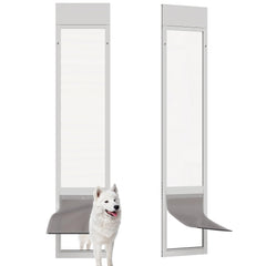 ARK DESIGN sliding glass dog door showing adjustable height for varied door tracks.
