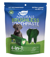 Ark Naturals Brushless Toothpaste extra-large bag front shows 24 oz pack for large dogs' dental care.