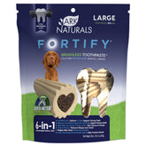ARK Naturals Fortify packaging for large-breed dogs promoting easy at-home dental care.