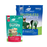 ARK NATURALS small-breed brushless toothpaste image highlighting the chewy center for teeth polishing