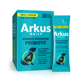 ARKUS Daily probiotic bottle shown for convenient dog gut support.