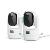 Arlo Essential Indoor Pan-Tilt 2K camera providing wide 360° monitoring for thorough room coverage.