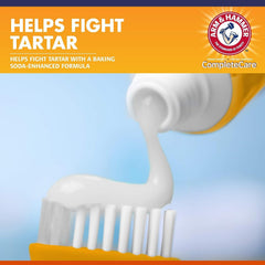 Arm & Hammer calcium-enamel support graphic emphasizing enamel strength benefits.