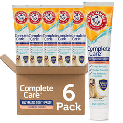 Arm & Hammer Complete Care toothpaste tube showing value size for easier at-home dog dental care.