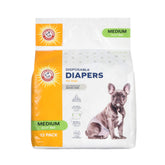Arm & Hammer for Pets diapers packaging showing odor control and wetness indicator