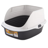 Arm & Hammer rimmed cat litter box with high sides keeps litter contained and floors clean.