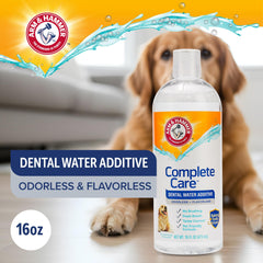 Arm & Hammer Complete Care in a shared water bowl for multi-dog households.