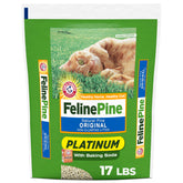 Arm & Hammer Feline Pine Platinum litter bag front highlighting sustainable pine-based formula.