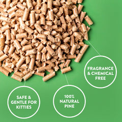 Close-up of odor-control design in Feline Pine Platinum non-clumping litter.