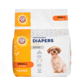 Arm & Hammer for Pets diaper packaging showing odor control and secure fit.