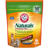 Arm & Hammer Naturals packaging for multi-cat litter highlights natural formula and odor control.