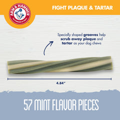 Grooved texture on the chew demonstrates how plaque can be scrubbed as dogs chew.