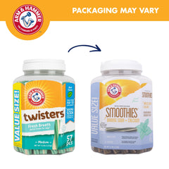 Mint flavor closeup highlights fresh breath benefits during each chew by Arm & Hammer Smoothies.