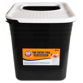 Arm & Hammer Top Entry Litter Box, front view, helps keep litter contained for a cleaner home.