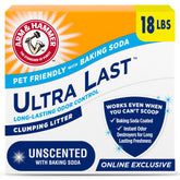 Arm & Hammer Ultra Last Unscented Clumping Cat Litter with long-lasting odor control.