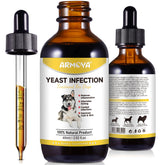 ARMOYA dog yeast treatment bottle pour for easy dosing and on-the-go use.