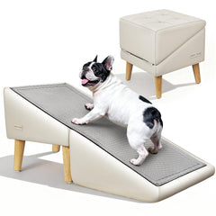 AronYada Dog Stairs 16in H steps demonstrate easy elevated pet access.