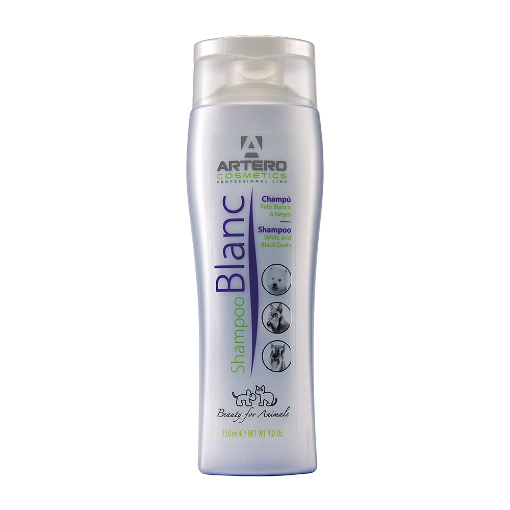 Artero Blanc 9oz bottle showing color-enhancing whitening for white and black coats