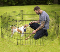 Artmeer 8-panel playpen being assembled with no tools.