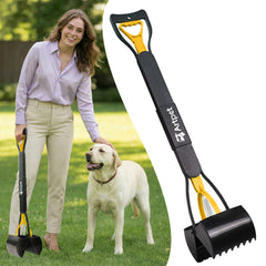 Artpet 32-inch dog pooper scooper with long handle for upright, back-friendly cleanup
