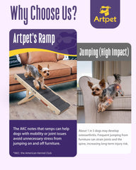 Artpet dog ramp shows natural pine wood construction for safe daily use.