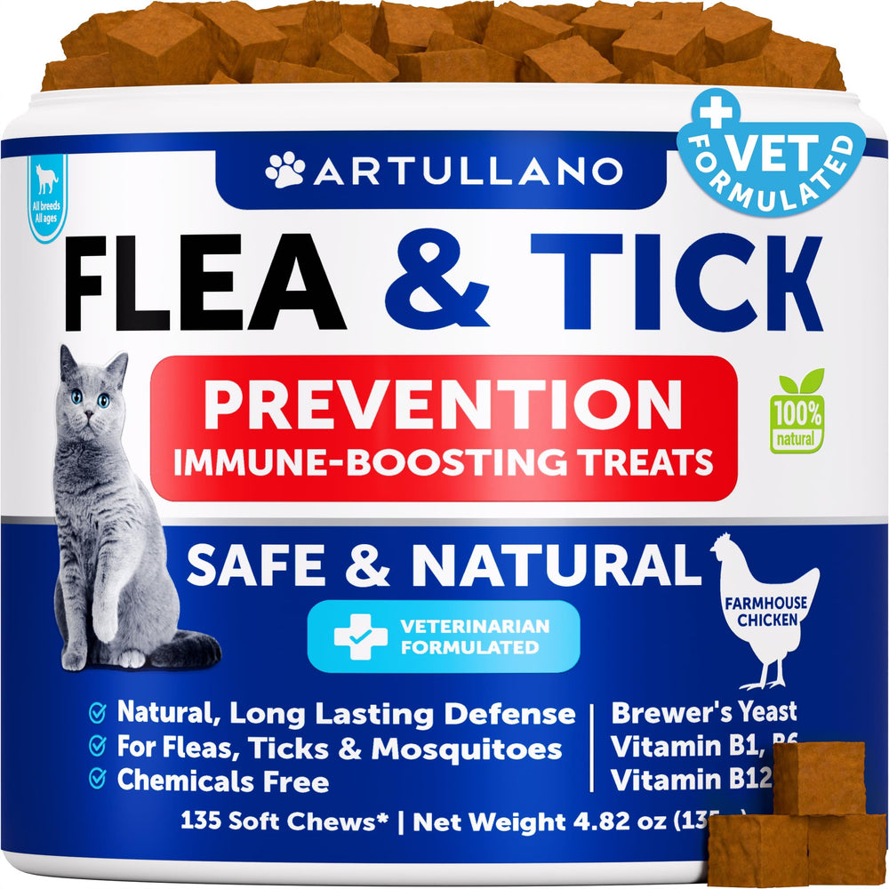 Artullano Cat Flea Chews pack-front, a tasty daily supplement for cats