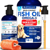 Artullano Omega-3 for Dogs bottle pour promotes easy serving and quick dosing.