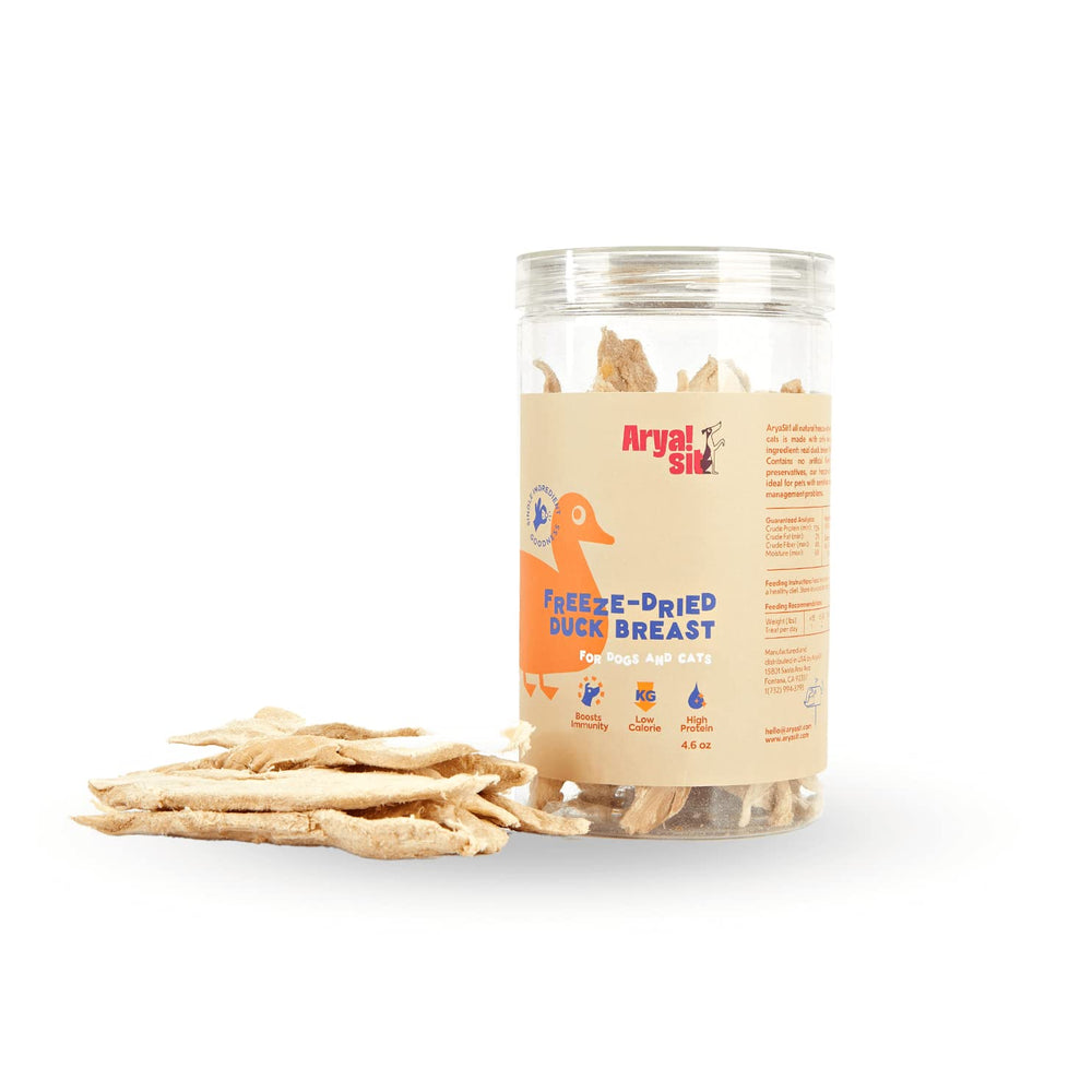 Arya Sit duck breast treats pack demonstrates simple, single-ingredient feeding for dogs