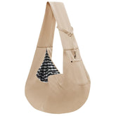 ARZQUT dog carrier sling apricot side view for hands-free travel