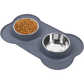 AsFrost stainless steel dog bowls with non-slip mat for tidy meals