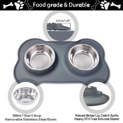 AsFrost double bowls for food and water on pet feeding setup