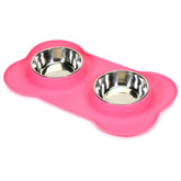 AsFrost pink stainless steel dog bowls for food and water, durable and rust-resistant.