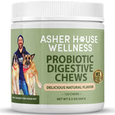 Asher House Wellness Probiotics dog chews bottle for easy gut support.