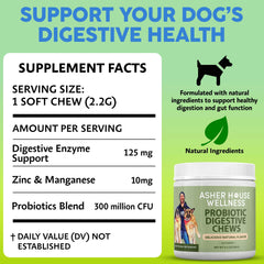 Asher House Wellness Probiotics dog chews served in a bowl.