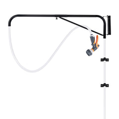 AshKiz Hose Boom Arm overview with sturdy wall mount for organized horse washing.