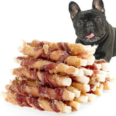 ASMPET chicken and duck wrapped rawhide sticks, 5-inch treats for dogs.