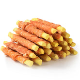 ASMPET chicken-wrapped pumpkin biscuit with soft chewy texture for easy digestion and tasty rewards.