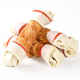 ASMPET chicken-wrapped rawhide knotted bone chew for dental care