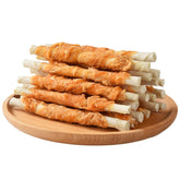 ASMPET chicken-wrapped rawhide stick packshot showing a durable dog chew for training rewards